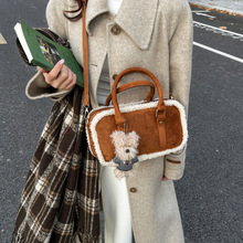 复古磨砂毛毛单肩手提包韩版小包包波士顿包包日常轻便百搭斜挎包