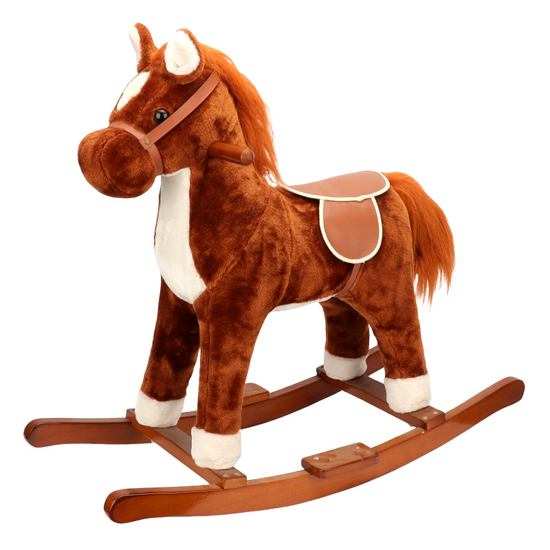 Caballo Mecedora de Peluche, Madera, Calmante, para Bebés y Niños