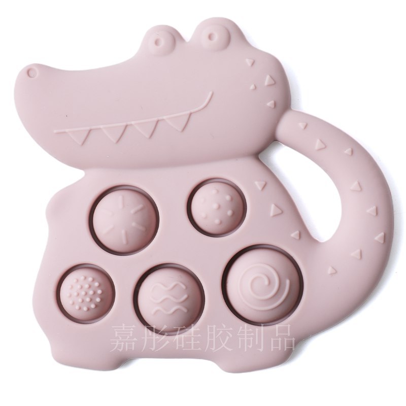Silicone crocodile teether light pink