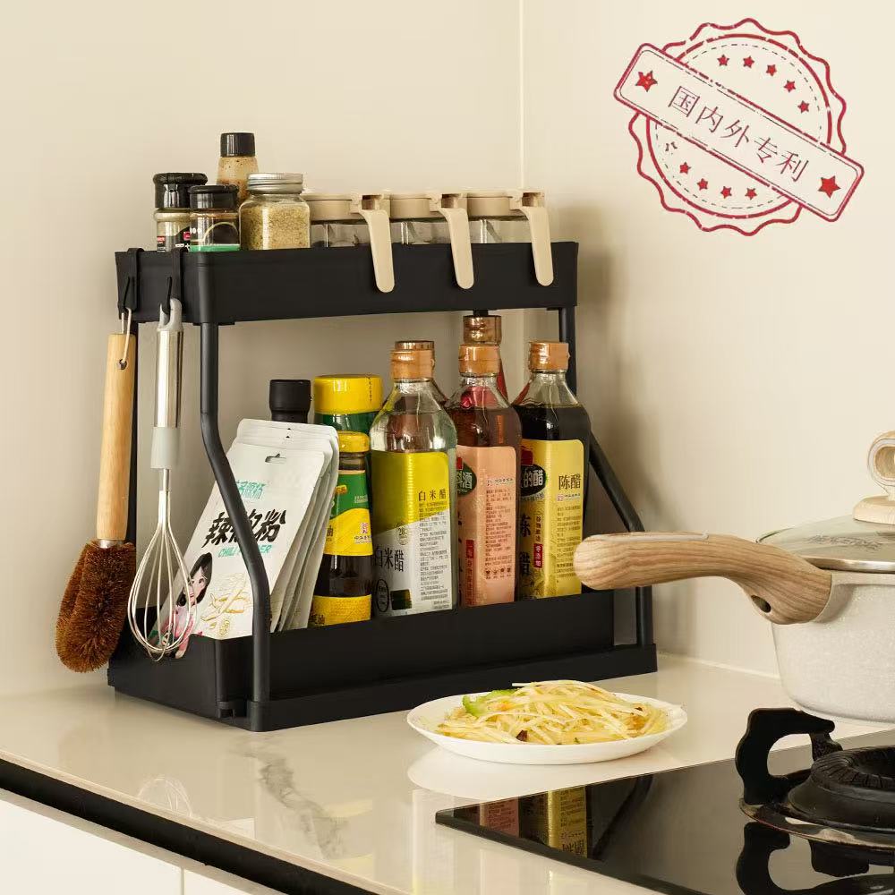新款TEMU亚马逊R型抽拉式下水槽置物架、浴室、厨房、餐厅台面分