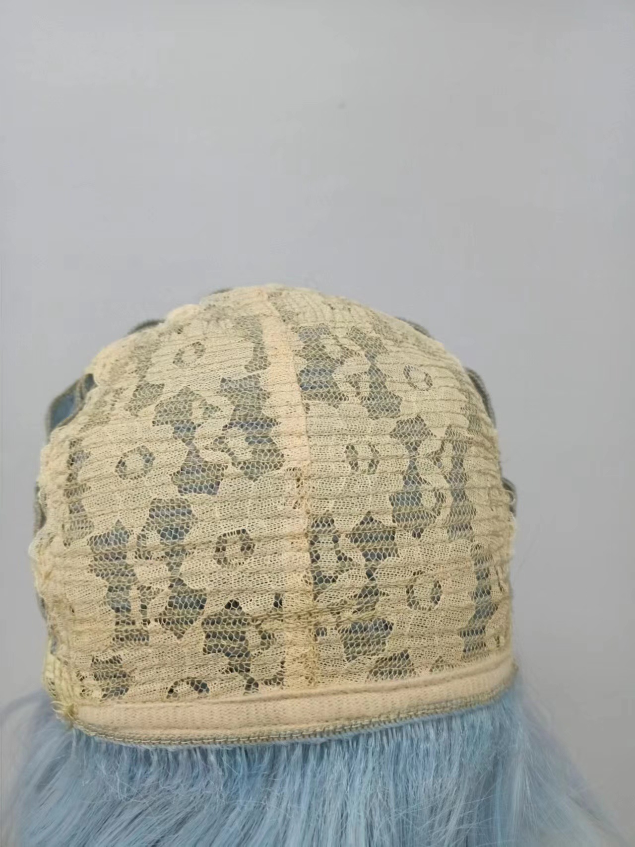 Perucas de fibra química al por mayor, cabello corto de alta temperatura, cabello azul, mecanismo completo