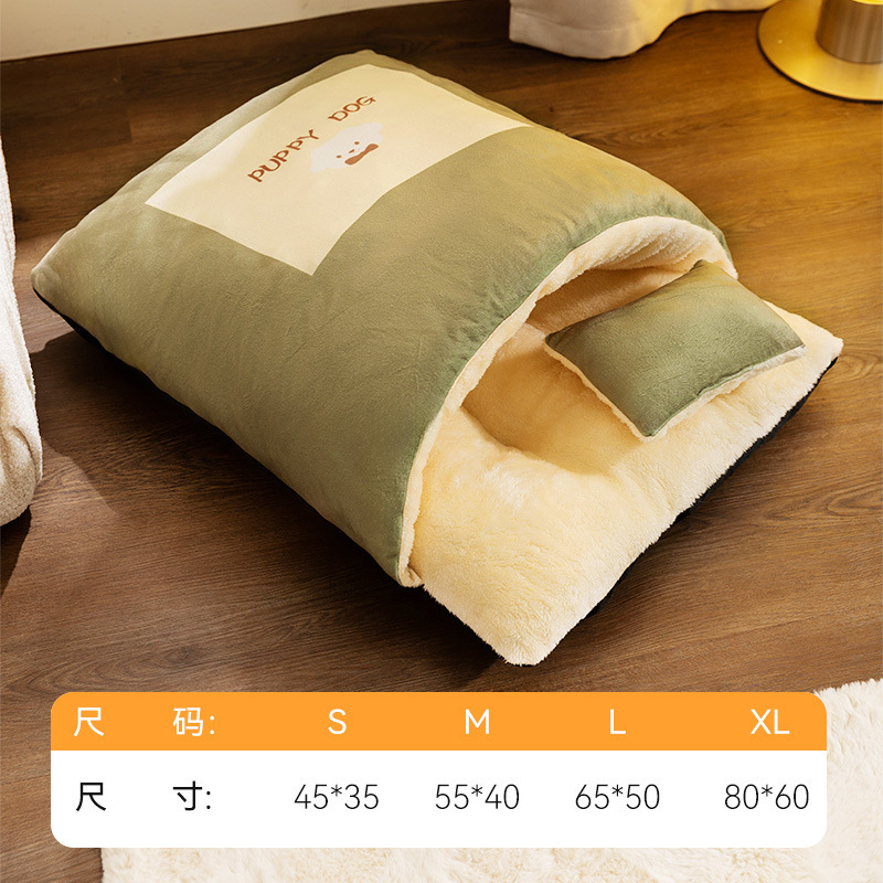 Cama de gato de mascota otoño e invierno dibujos animados tridimensionales gato bolsa de dormir semicirrada cama de gato cama de perro perforación agujero de cama cálida cama cama de perro image 16