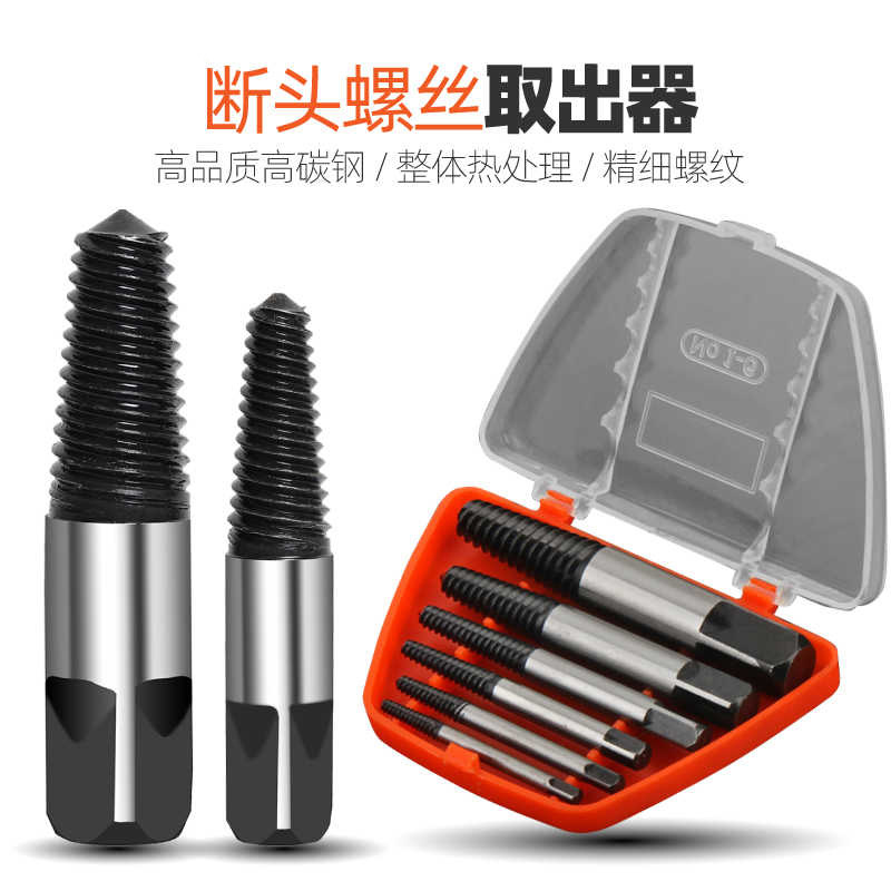 水龙头断头螺丝取出器取丝器滑丝滑牙取螺丝反牙丝螺纹工具套装