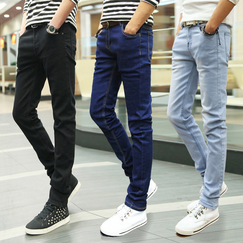 Men's Jeans 2024 Summer New Korean Style Slim Fit Solid Color Youth Black Skinny Pants Men's Trendy Men's Clothing