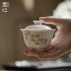 墨己日本式桜手描き蓋碗工夫茶道具文人釉薬下彩泡茶碗家庭用陶磁器茶碗