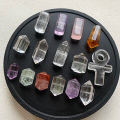 天然水晶随形diy饰品配件紫粉黄晶随形配件串珠散珠厂家直销