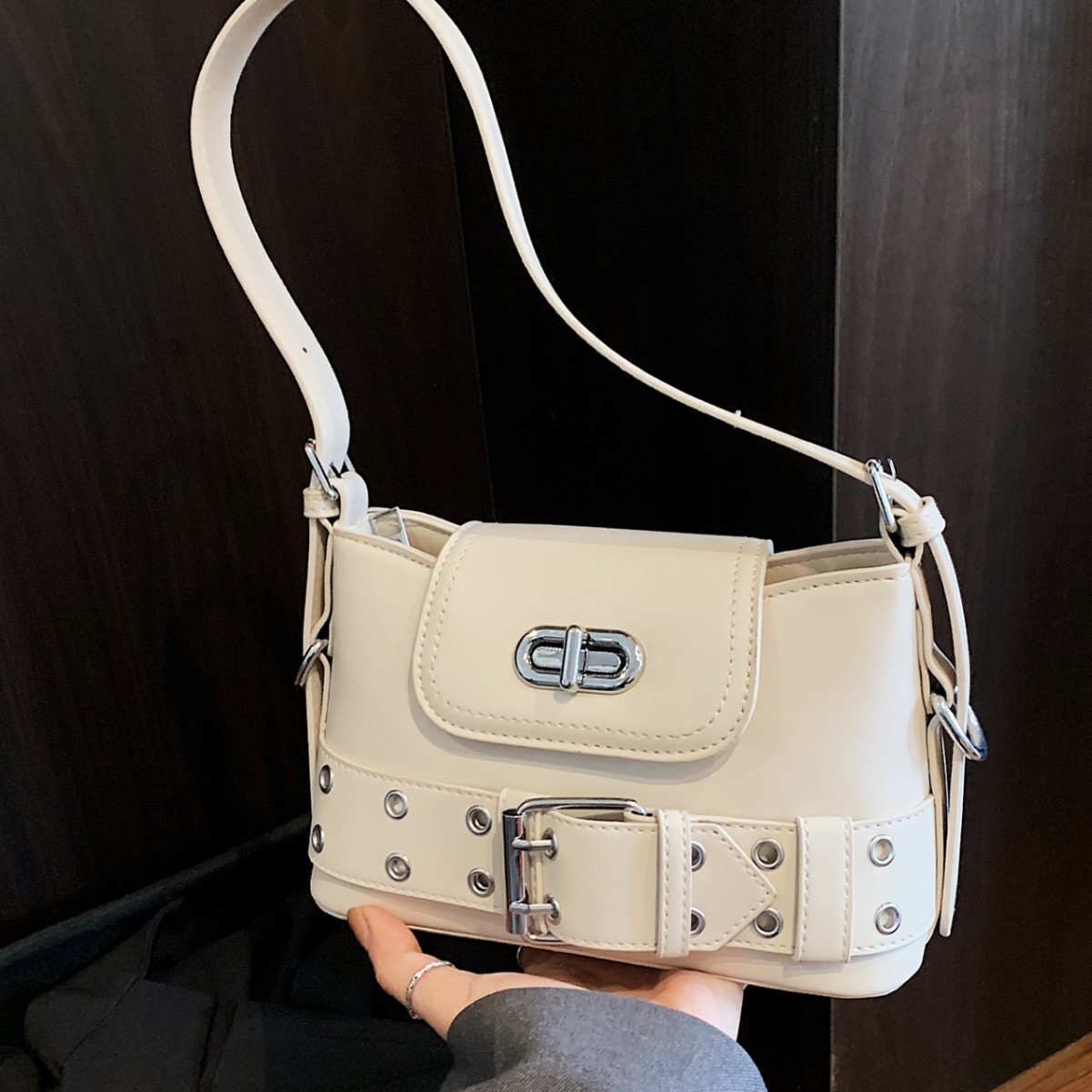 Sweet & Cool Spicy Girl Moto Style Underarm Bag, Niche Design Women's Handbag 2025 New Fashion Versatile Trendy Shoulder Bag
