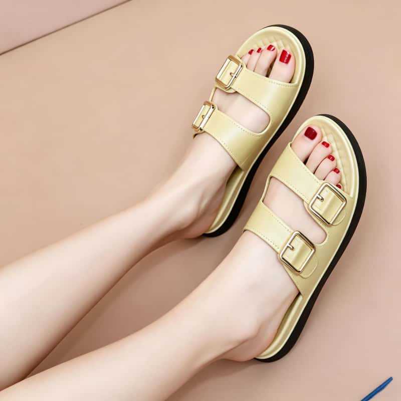 zapatos de madres de mediana edad, zapatos de playa con tacones fríos para mujeres de verano, zapatos de playa cómodos no cansados, anti-deslizantes