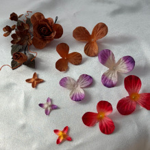 仿绒花花片单层DIY植绒花片手工发饰簪花饰品配件辅料三瓣花配件