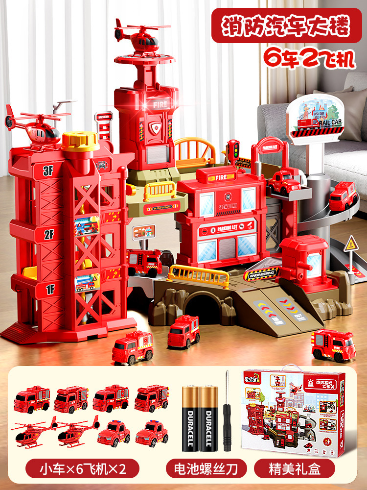 Juguetes de tren de fuego bloque deslizante coche de ingeniería infantil gran aventura juguetes de rompecabezas niños de 3 - 5 años