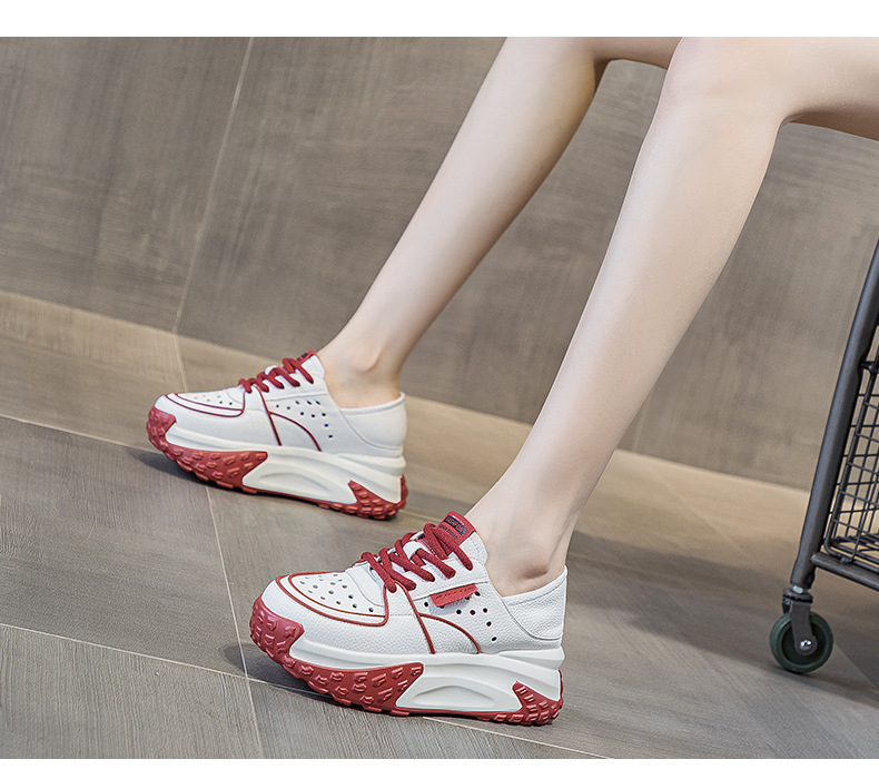 Giày sneaker nữ da thật đế dày phong cách thể thao tăng chiều cao, có thể xỏ như dép, mẫu hè 2026 — M2328 màu tím, M2328 màu đen, M2328 Màu Đỏ, M2328 màu xanh lá chi tiết 16