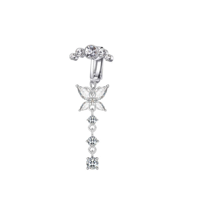 Bijou de piercing pour nombril en forme de cœur, papillon en zircon, style européen et américain (INS)._voghion.com