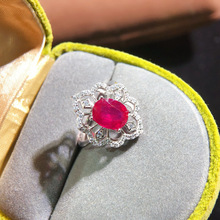 厂家直销泰国宝石银镶大颗粒新烧红宝石戒指7*9mm开口可调节女