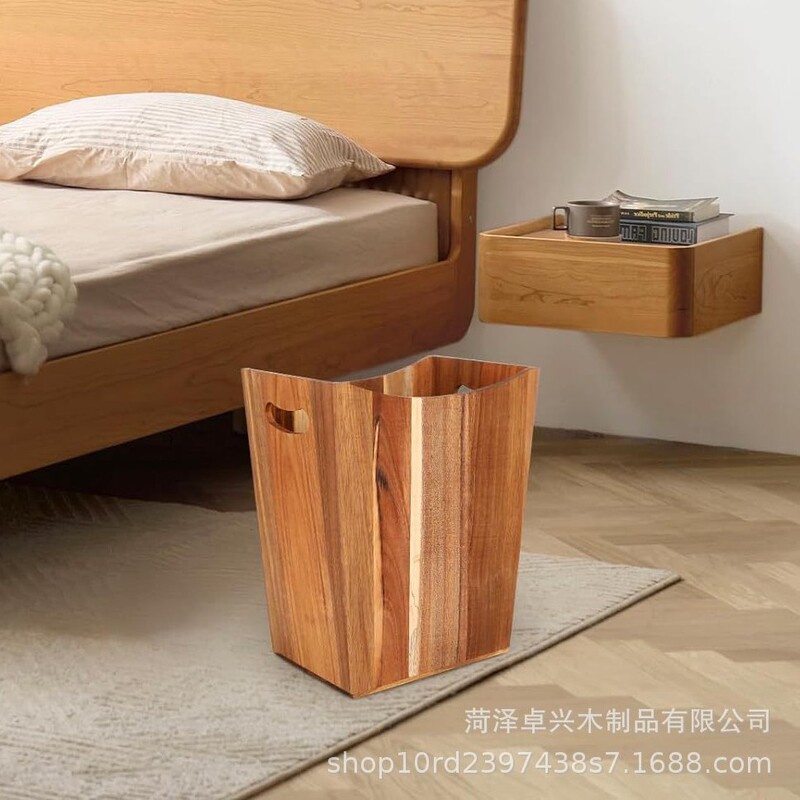 Wooden trash can cross-border large capacity bedroom bathroom kitchen living room office bathroom garbage basket Wooden trash can cross-border large capacity bedroom bathroom kitchen living room office bathroom garbage basket