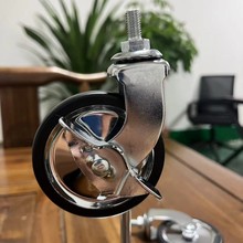 工厂直销3寸餐车轮m8*15丝杆万向脚轮手推车餐车专用轮子镀铬镍锌