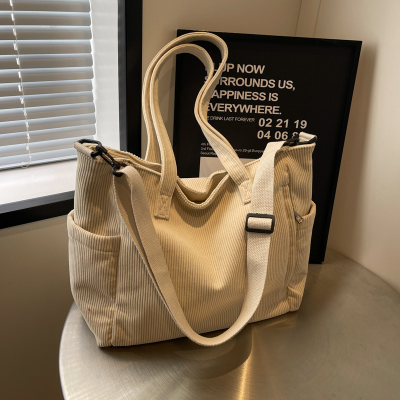Corduroy for women, large capacity 2024 new autumn winter versatile single shoulder crossbody bag, high-end sensory and_voghion.com