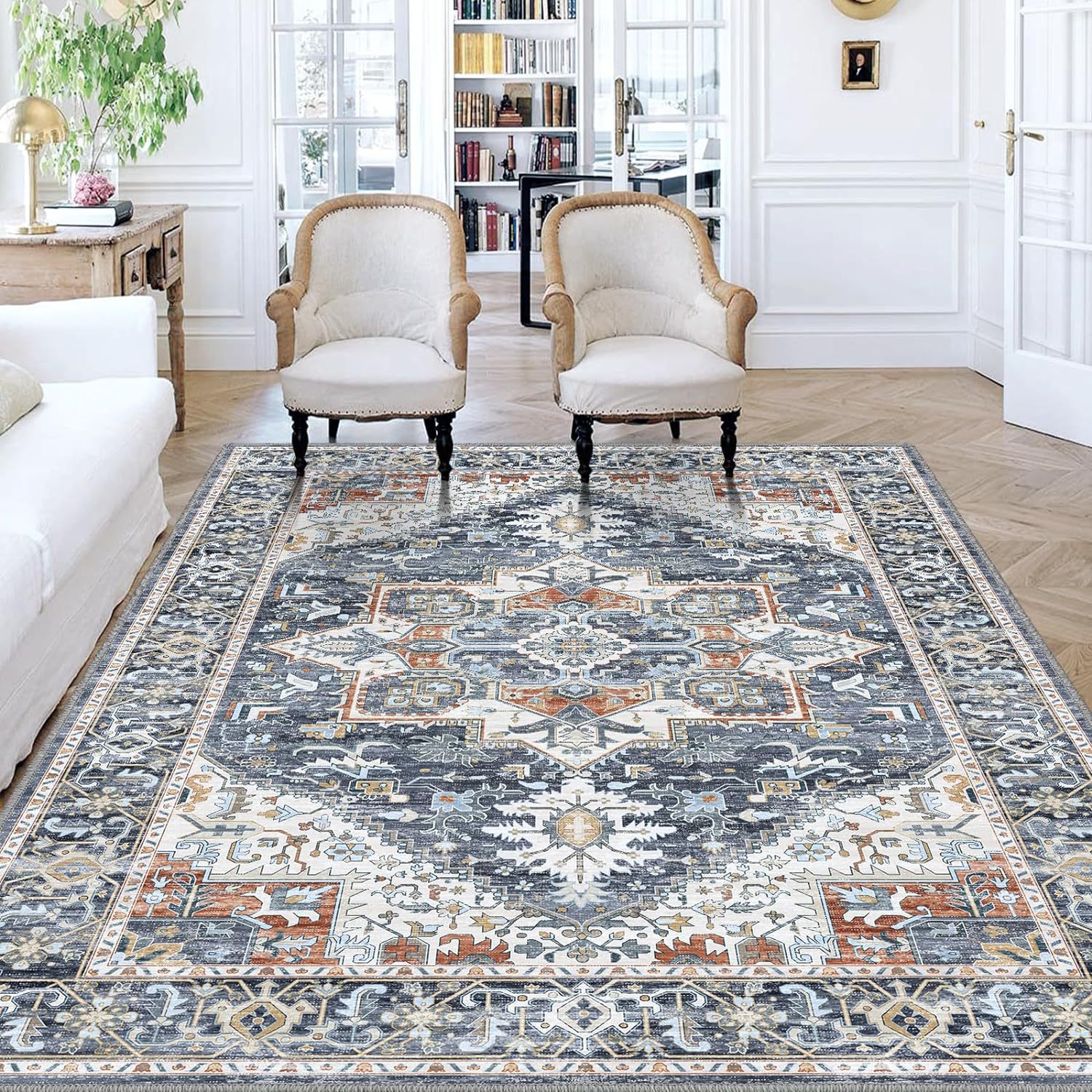 Dom in vrt Perzijska dnevna soba, polna preproga, domači balkon, garderoba, talna podloga, dekoracija za hotelsko bivanje na domu, nedrseča podloga za noge_voghion.com