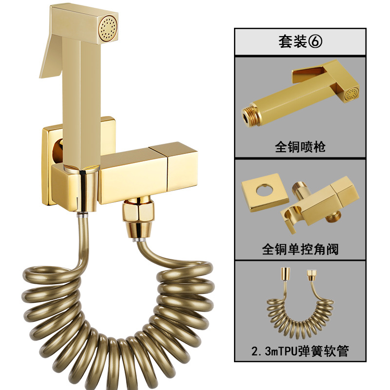 Limpiador de inodoro totalmente de cobre, enjuague presurizado, una entrada y una salida, pistola rociadora de inodoro, kit de pistola de descarga de inodoro