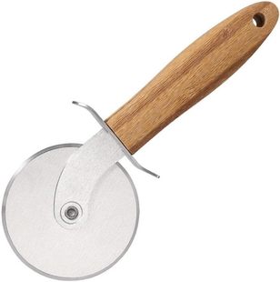 Wooden Handle Pie Knife Stainless Steel Single Wheel Pie Knife Roller Knife Pizza Knife Baking Tool Pancake Knife Wheel