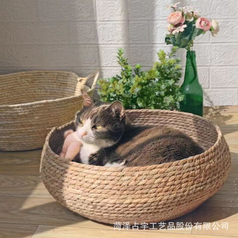 猫窝藤编四季通用猫咪窝宠物窝半封闭猫咪床夏季猫屋宠物用品