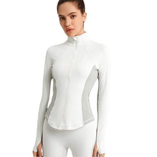 Stand collar sports jacket women's fitness top long-sleeved zipper cardigan elastic quick-drying running yoga clothing autumn and winter