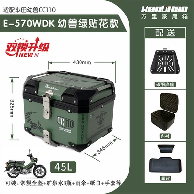 trunks, and electric vehicle rear – Motorcycle trunk - double-lock-e570w-cub-green-backrest-lining-carbon-steel-base