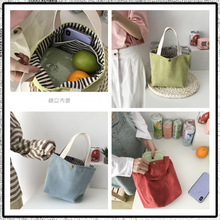 包包日韩chic百搭学院风彩色小包包化妆包灯芯绒便当袋带饭手提包