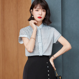 雪纺衬衫短袖女装夏装2021年新款潮夏季时尚法式小众上衣网红爆款