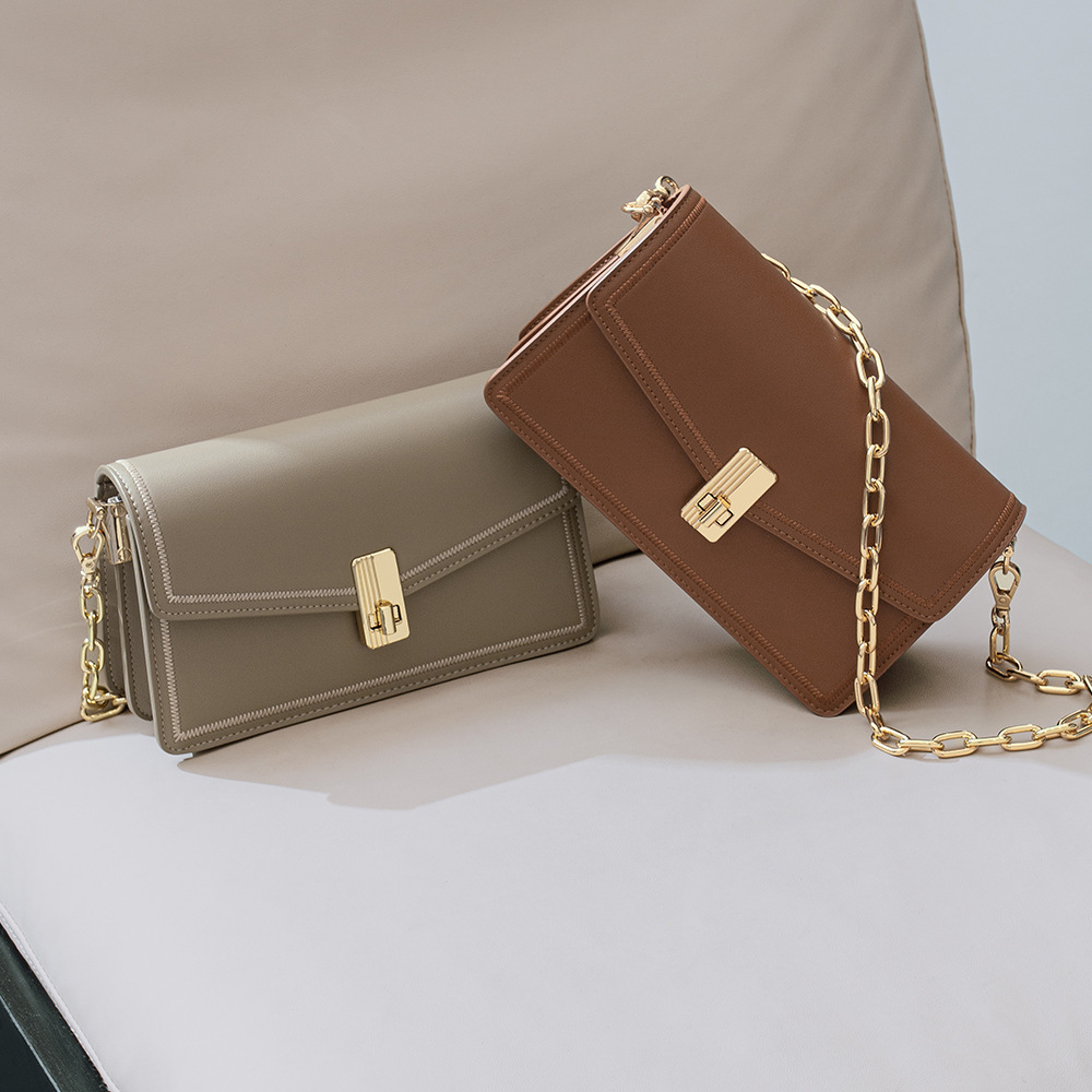 Fashion Versatile Commuter Small Square Bag Luxury Genuine Leather Women's Handbag Crossbody Bag Shoulder Phone Bag - Thumbnail 3