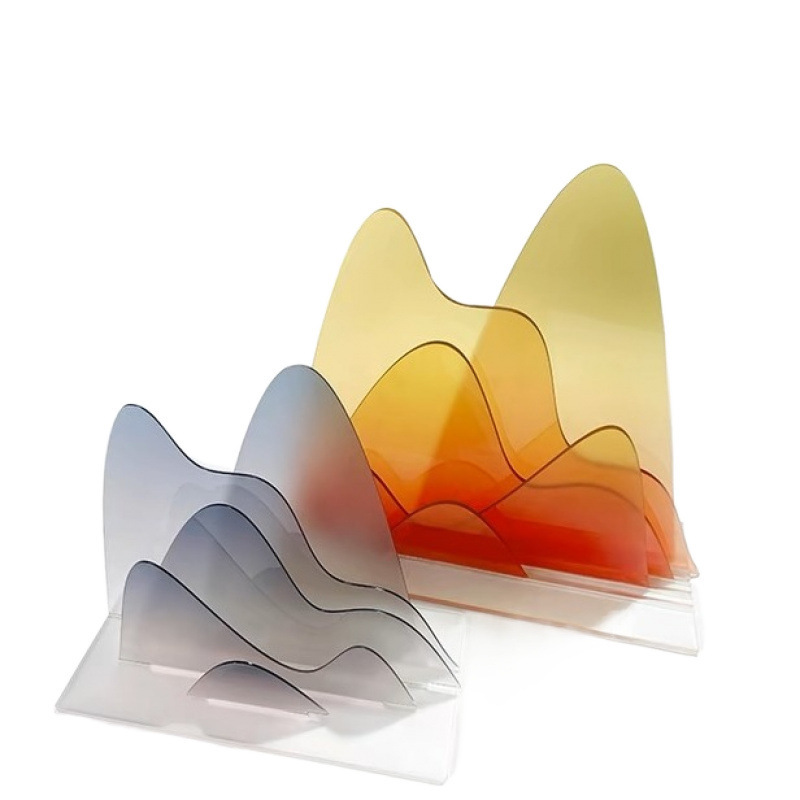 渐变色亚克力板材加工石头纹条纹板展柜隔断屏风盒子UV印刷