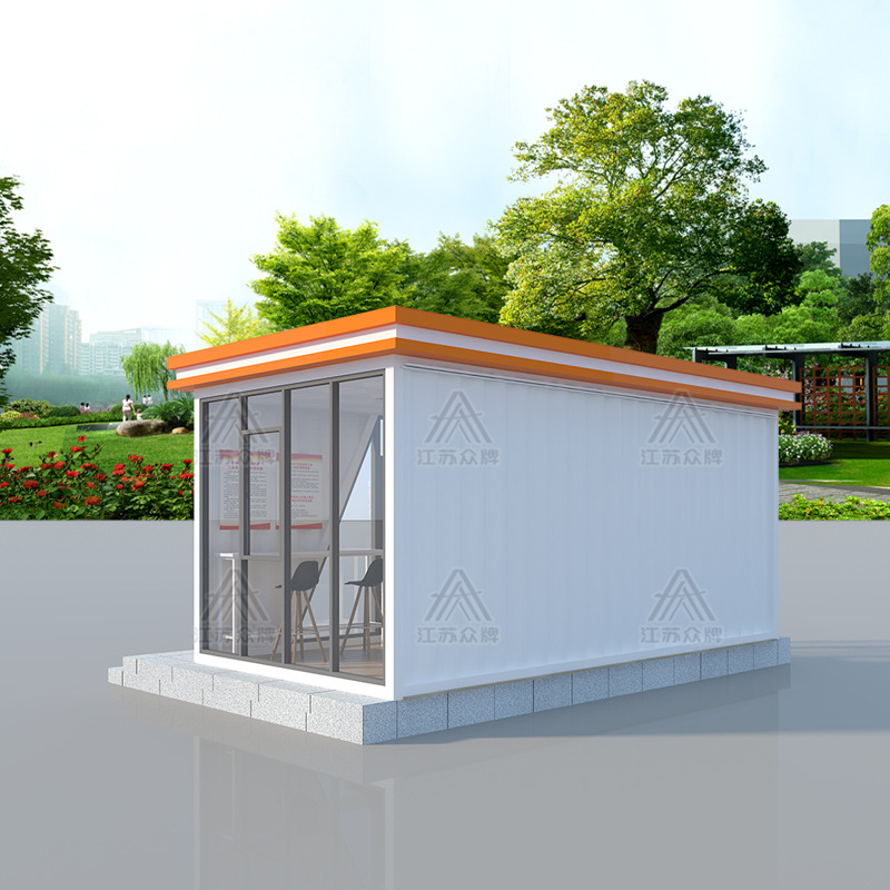 Sala móvil de contenedores, trabajador al aire libre, estación de amor, sala de servicio común, sala de sol escénica