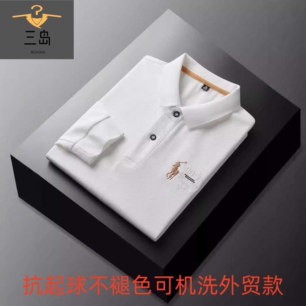Mishima nuevo estilo Paul camiseta de manga larga para hombre polo solapa bordado jersey moda moda otoño top para hombre