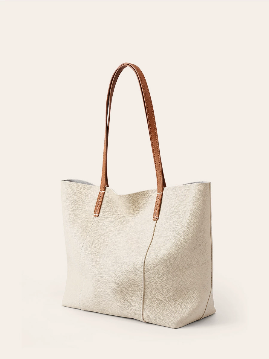 Capacious leather universal one-shoulder bag, cowhide, genuine leather