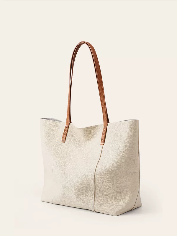 Capacious leather universal one-shoulder bag, cowhide, genuine leather
