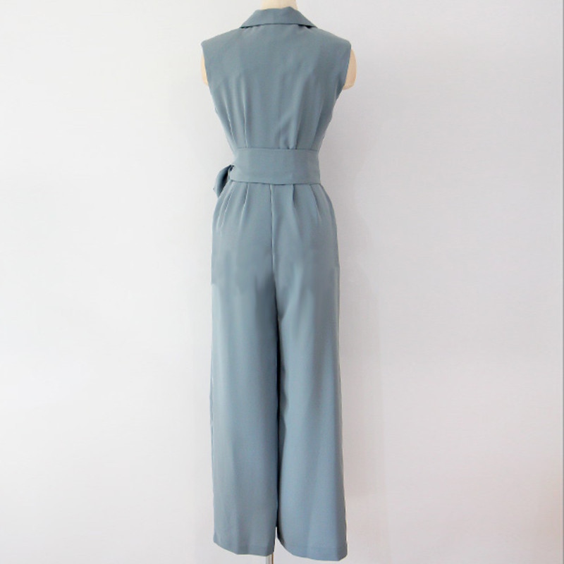 Transfronterizo 2025 verano nuevo estilo femenino coreano cintura sin mangas mono negro temperamento OL mono casual profesional image 4