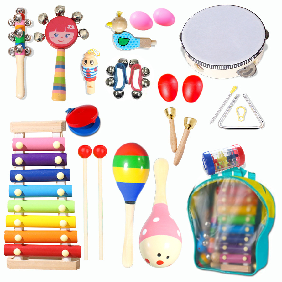 Conjunto de instrumentos musicales, instrumentos de percusión para niños, jardín de infantes para niños, música para bebés, ayudas para la educación temprana, juguetes Orff, rompecabezas