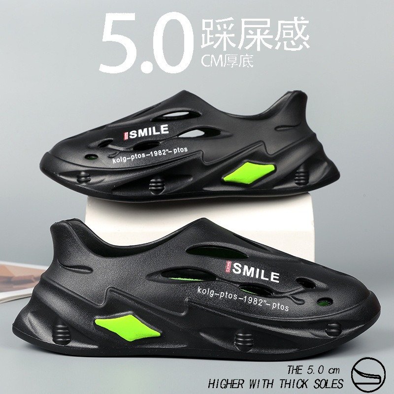 Sandalias para hombres 2024 moda antideslizante al aire libre aumentando la sensación de pisar zapatillas de pie sandalias ligeras transpirables