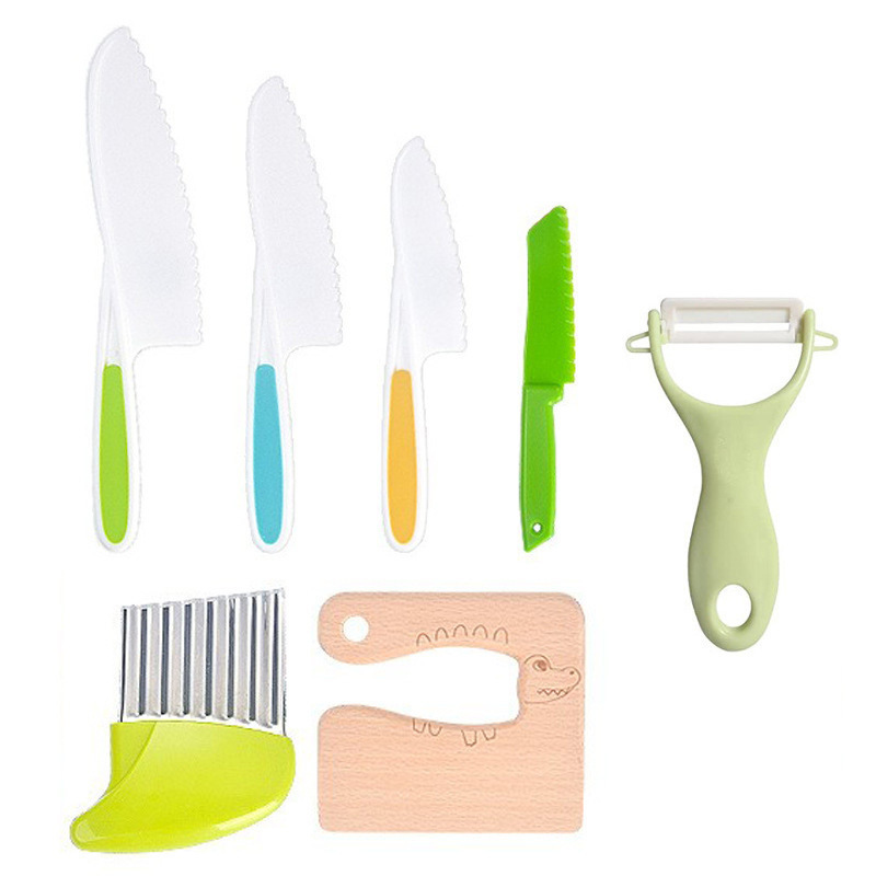 在庫あり卸売アマゾン同じ子供用安全ナイフプラスチックナイフ早期教育プラスチックままごとキッチンナイフセット|undefined