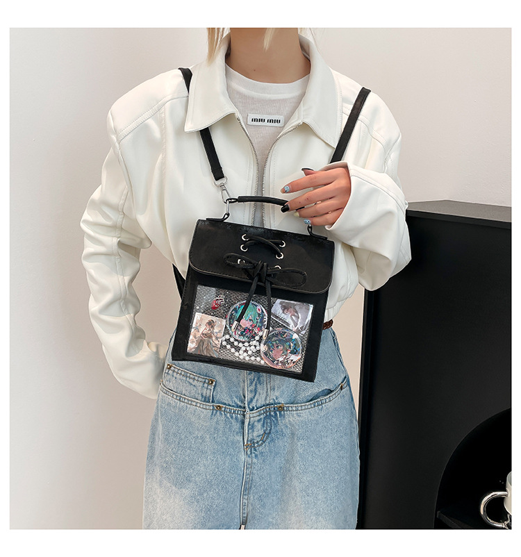 540g Weight Synthetic Leather Lining Material Sewing Thread Fashion Element Magnetic Buckle Closure Type Double Shoulder Straps Strap Type Functional Backpack Bags Type Casual, Daily Occasion Pu Leather Material Women's Backpack Backpack Color Block Pattern All Seasons Season Women's Gender Cute, Streetwear Style Square Shape Color Block Casual Daily Women's Backpack Functional Backpack 10