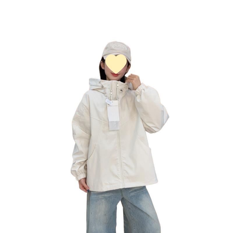 双拉链女款连帽春秋纯色短款休闲拼接防风韩版短外套高级感紫色|undefined