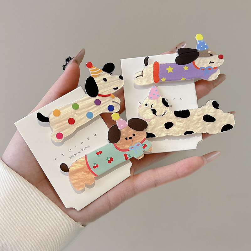 Caricatura encantadora fiesta cachorro gato clip de cabello de mujer lateral clip de banges clip de boca de pato clip de cabello para niños