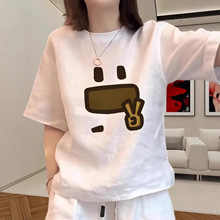 白色宽松纯棉短袖t恤女装春夏季时尚洋气百搭打底衫正肩圆领上衣
