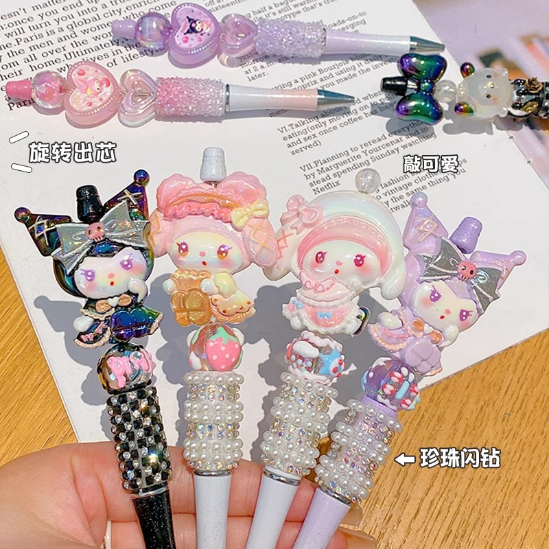 Sanrio cristal flash pencil giratorio negro hermosa chica chica bolígrafo princesa dibujos animados bolígrafo