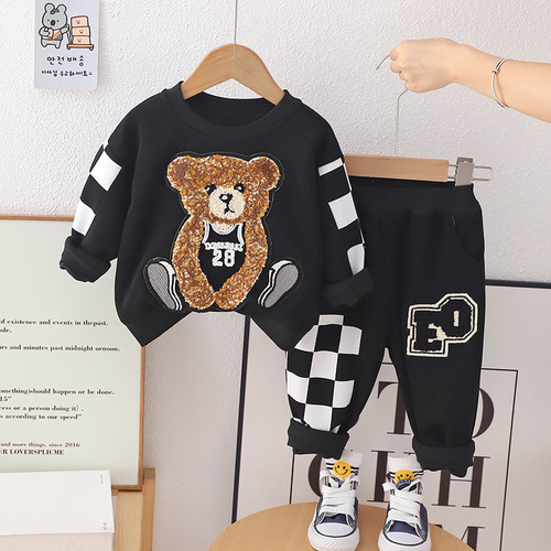 New Autumn Korean Style Boys Girls Baby Sweater Suits Western Style Autumn Clothes Children's Suits Small and Medium Children's Clothes