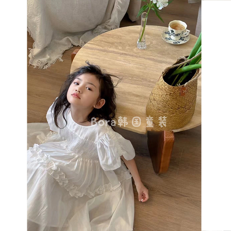 Girls Dress White Children's Skirt Princess Dress 2025 New Summer Soft and Thin Big Children's Over-The-Knee Long Skirt Girls Dress White Children's Skirt Princess Dress 2025 New Summer Soft and Thin Big Children's Over-The-Knee Long Skirt