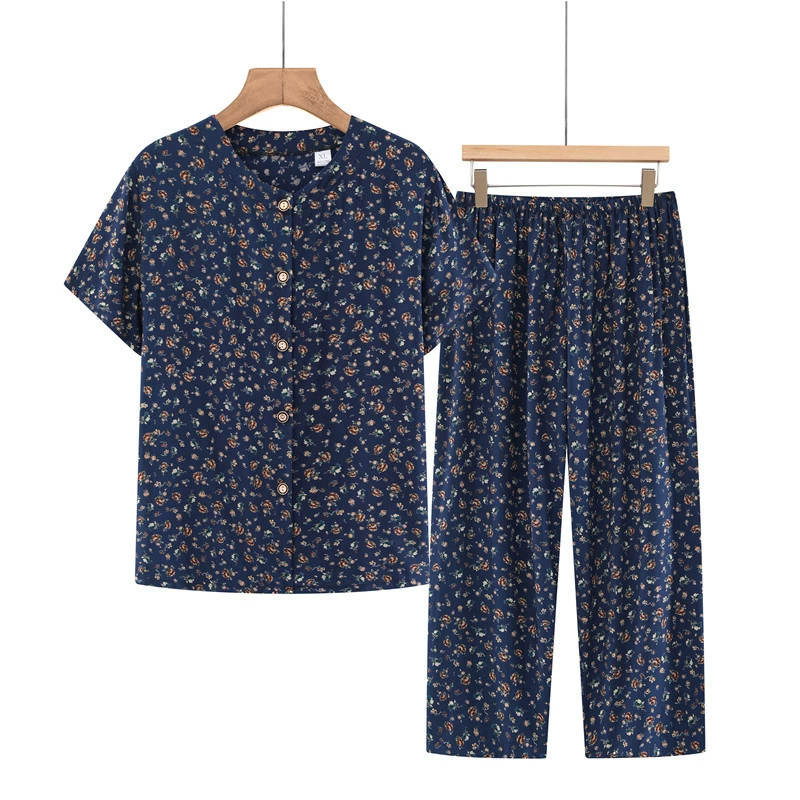 Летний костюм, рубашка-кардиган, топы для женщин среднего и пожилого возраста, комплект из двух предметов для бабушки, одежда с короткими рукавами для мамы и пожилых людей.