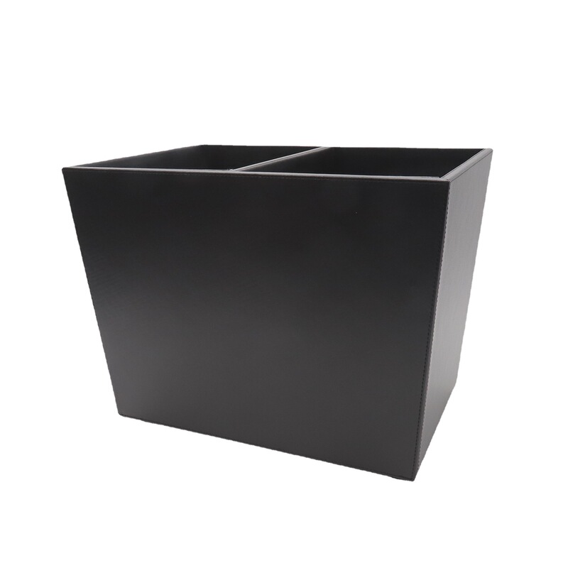 Double-Compartment Trash Can Customized Home Indoor Commercial Wet and Dry Dual-Use Recyclable Classified Square Pu Leather Trash Can