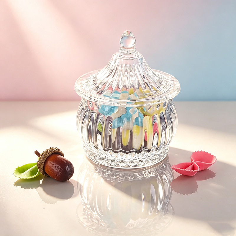 Vintage Glass Candy Jar for Dessert Shop Display, Wedding Souvenir, Transparent Glass Snack Storage Jar, In-Stock Wholesale