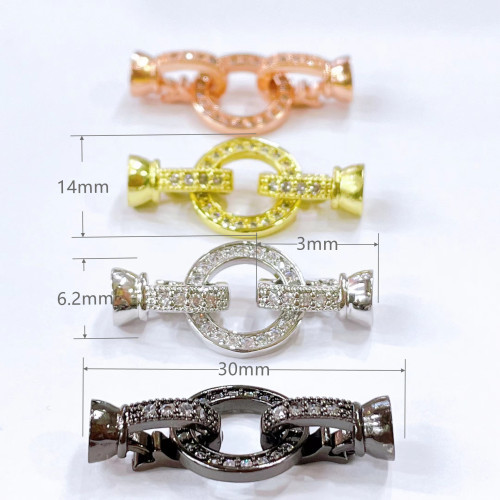 Pearl buckle 18k color-preserving gold-covered zircon round love figure eight-shaped bracelet buckle buckle diy handmade necklace buckle