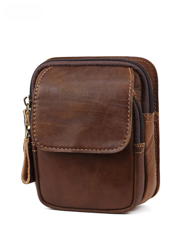 Retro Fashion Genuine Leather Men's Waist Bag Outdoor Leisure Multi-functional Men's Bag with Belt Phone Waist Bag for Men